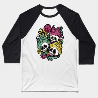 Sugar Skull Cup Cakes Baseball T-Shirt